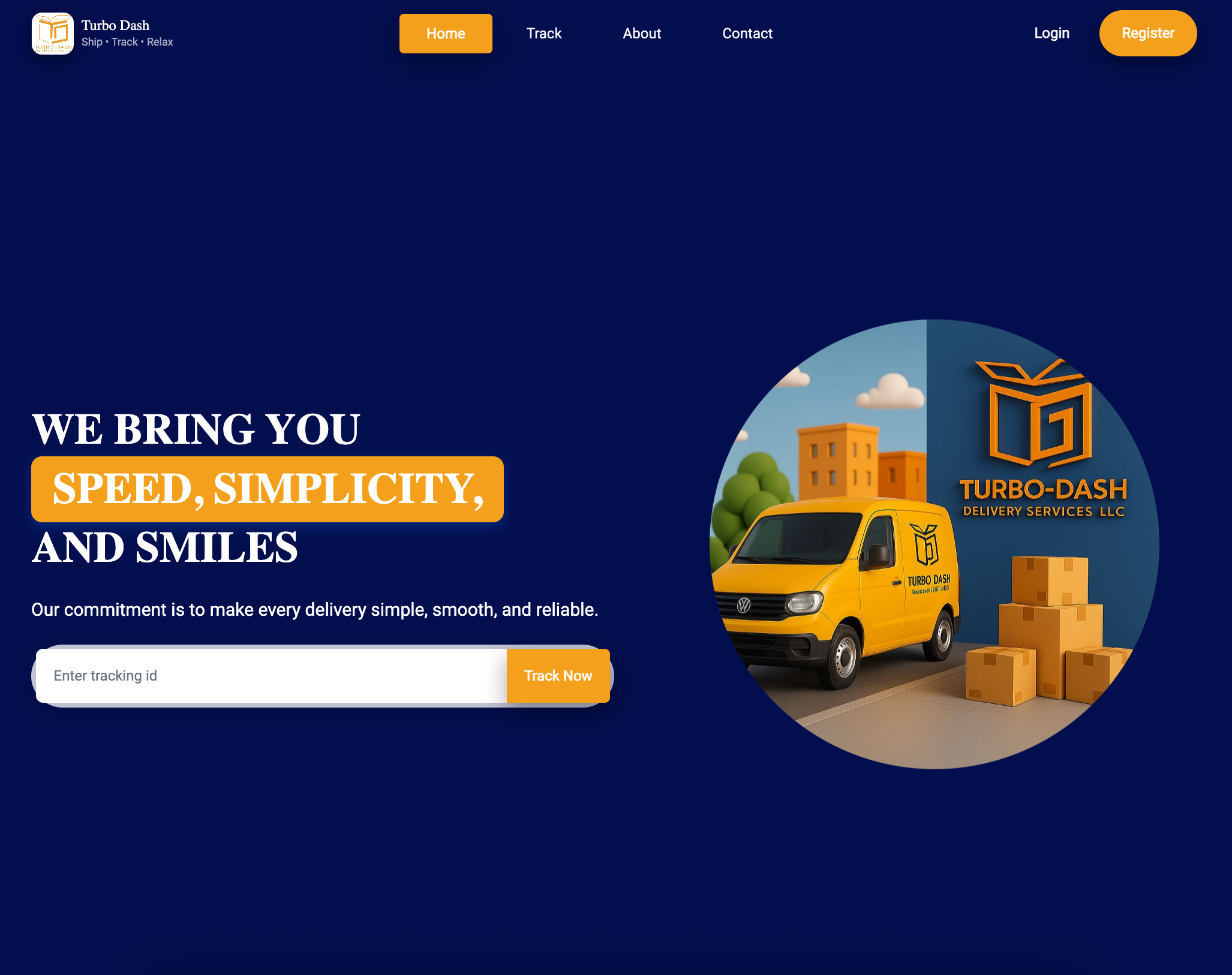 Screenshot of TurboDash Delivery project